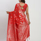 Astita Banarasi Silk Red Saree | Swadesiicart
