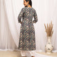 FIORRA Women's Floral Printed Blue Cotton Straight Kurta - Swadesiicart