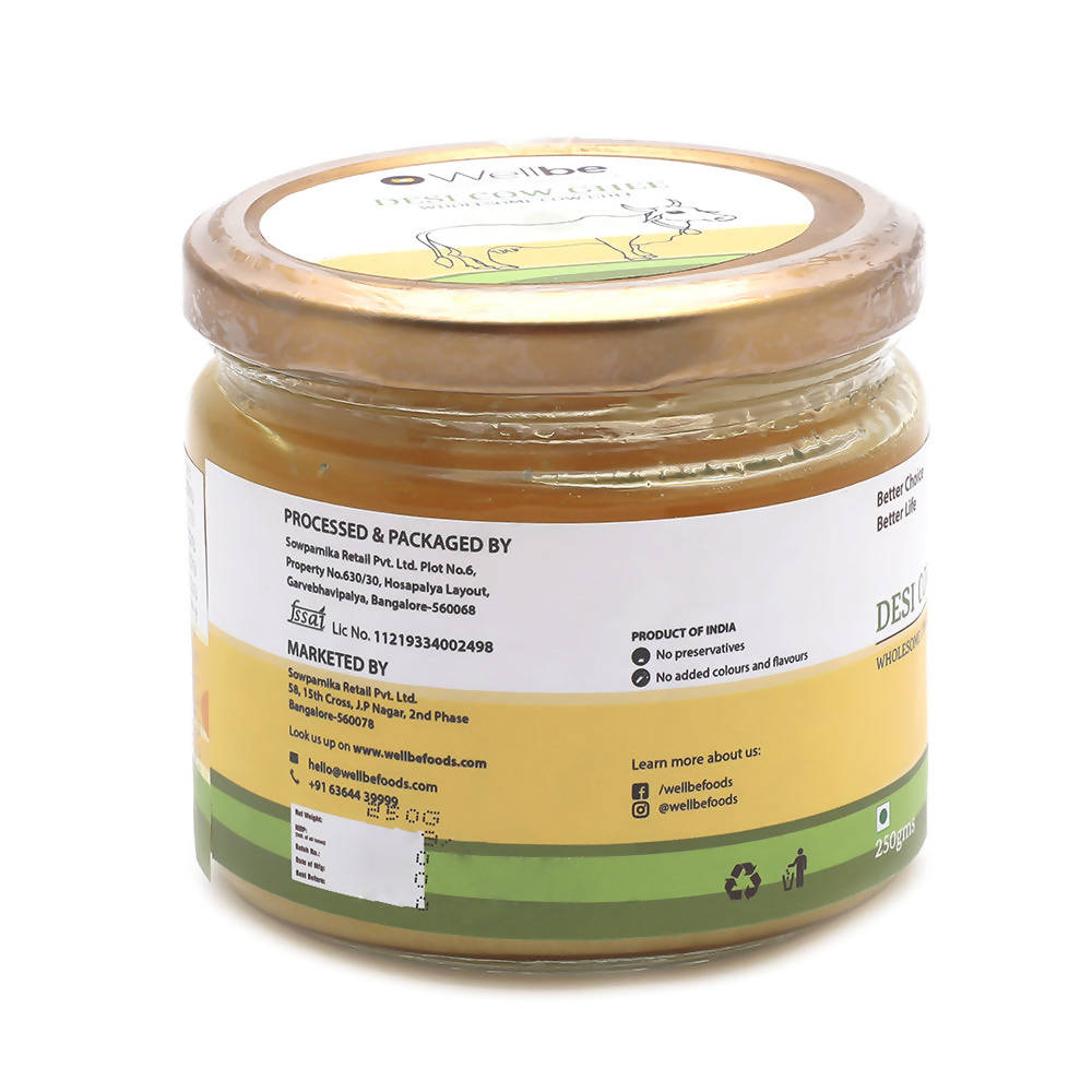 Wellbe Desi Cow Ghee | Indian Hallikar Cow Ghee | Pure A2 Ghee | Natural & Healthy | Better Choice - Better Life | Swadesiicart
