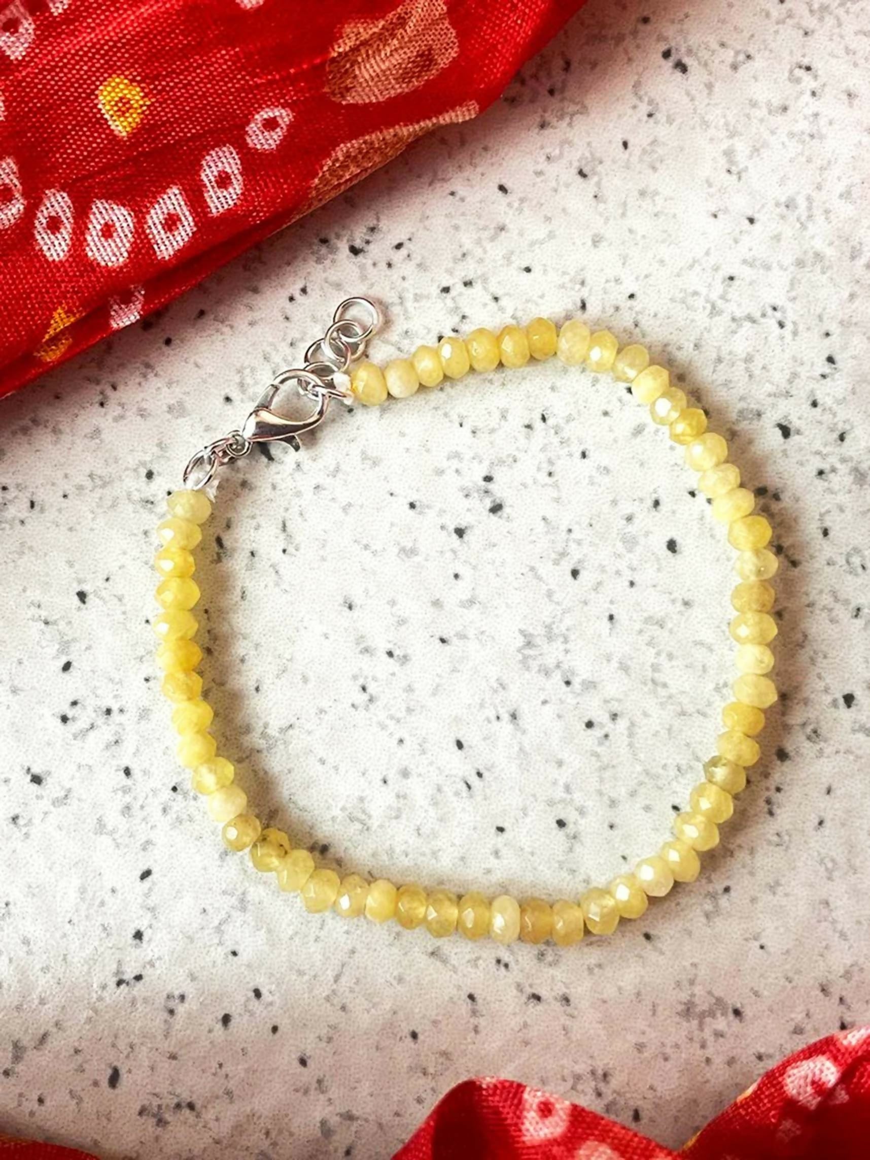 Joban Fashion Light Yellow Glass Glass Beads Trendy Bracelets | Swadesiicart