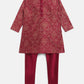 Ahalyaa Purple Poly Silk Gold Print Kids Kurta Churidar Set For Boys | Swadesiicart