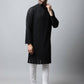 Even Apparels Black Color Pure Cotton Men's Kurta With Band Collar (STR1188) | Swadesiicart