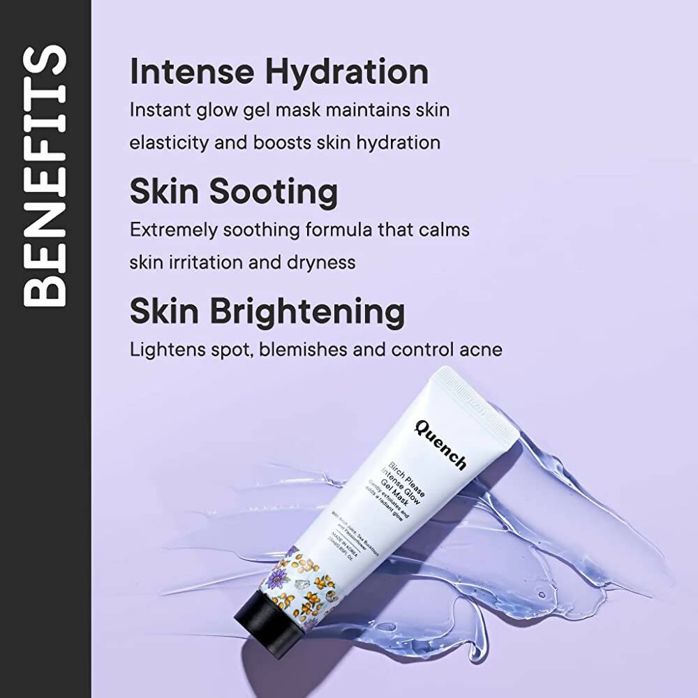 Quench Botanics Birch Please Intense Glow Gel Mask With with Licorice, Cherry Blossom, Grapefruit - Korean Skincare | Swadesiicart