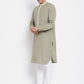 Even Apparels Green Pure Cotton Men's Kurta With Contrast Collar And Placket | Swadesiicart