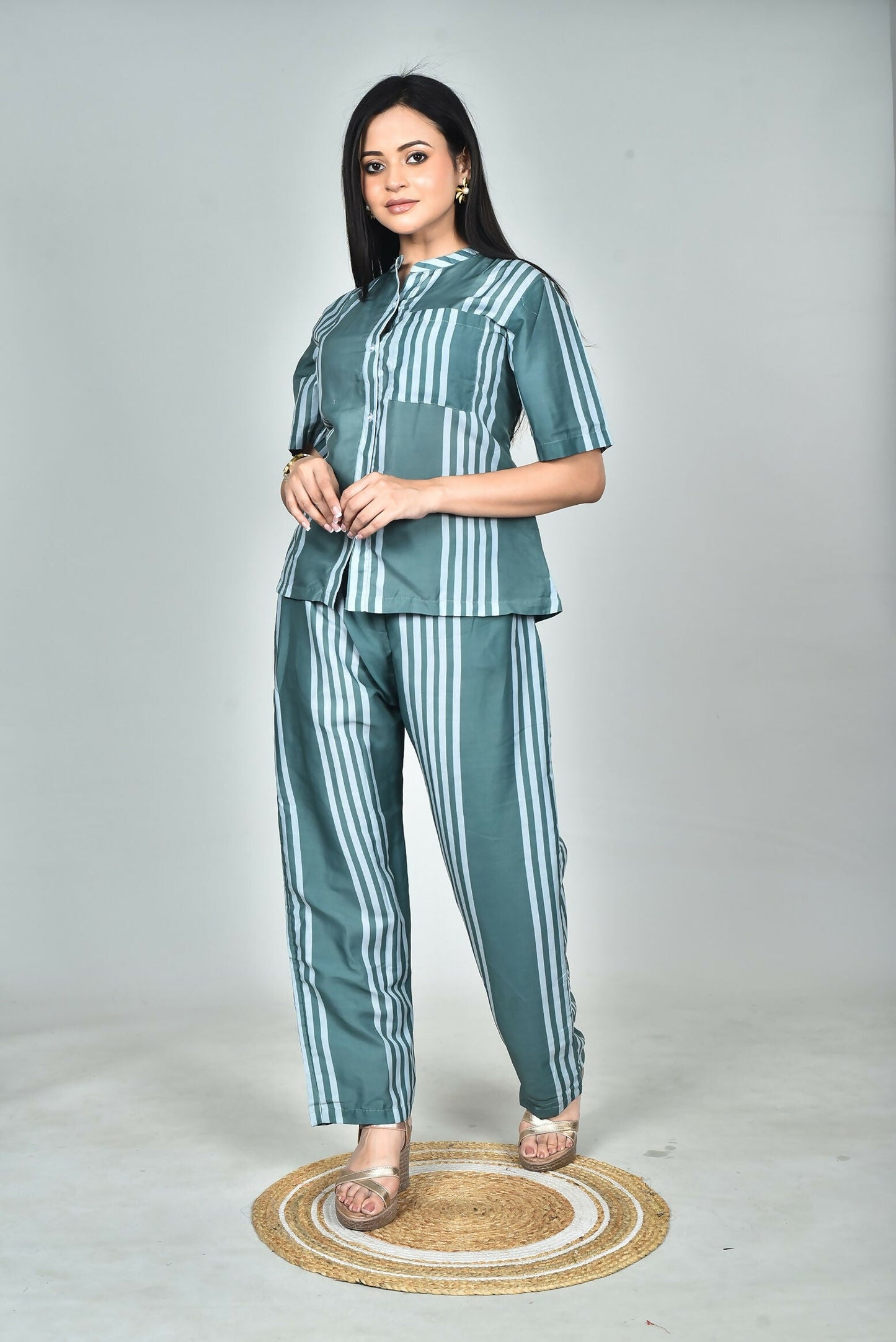 Morchari Digital Print Semi Muslin Co-Ord Set Top & Trouser-Multicolor - Swadesiicart