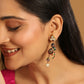 Nuyug 22K Gold Plated Pearl Drop Kundan Studded Ethnic Peacock Shaped Drop Earrings | Swadesiicart