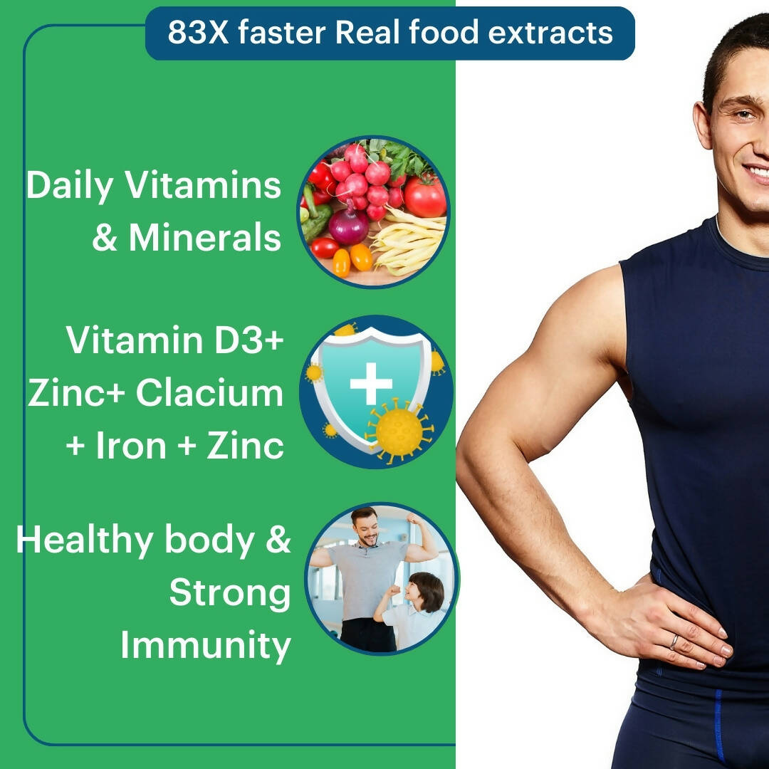 Laurik Multivitamin Tablets For Men | Vitamin A, C, D ,E With B Vitamins, Iron, Zinc & Calcium Supplements For Overall Health | Swadesiicart