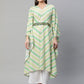 Ahalyaa Women Green Crepe Digital Printed Flared Sleeve Kaftan Kurta | Swadesiicart
