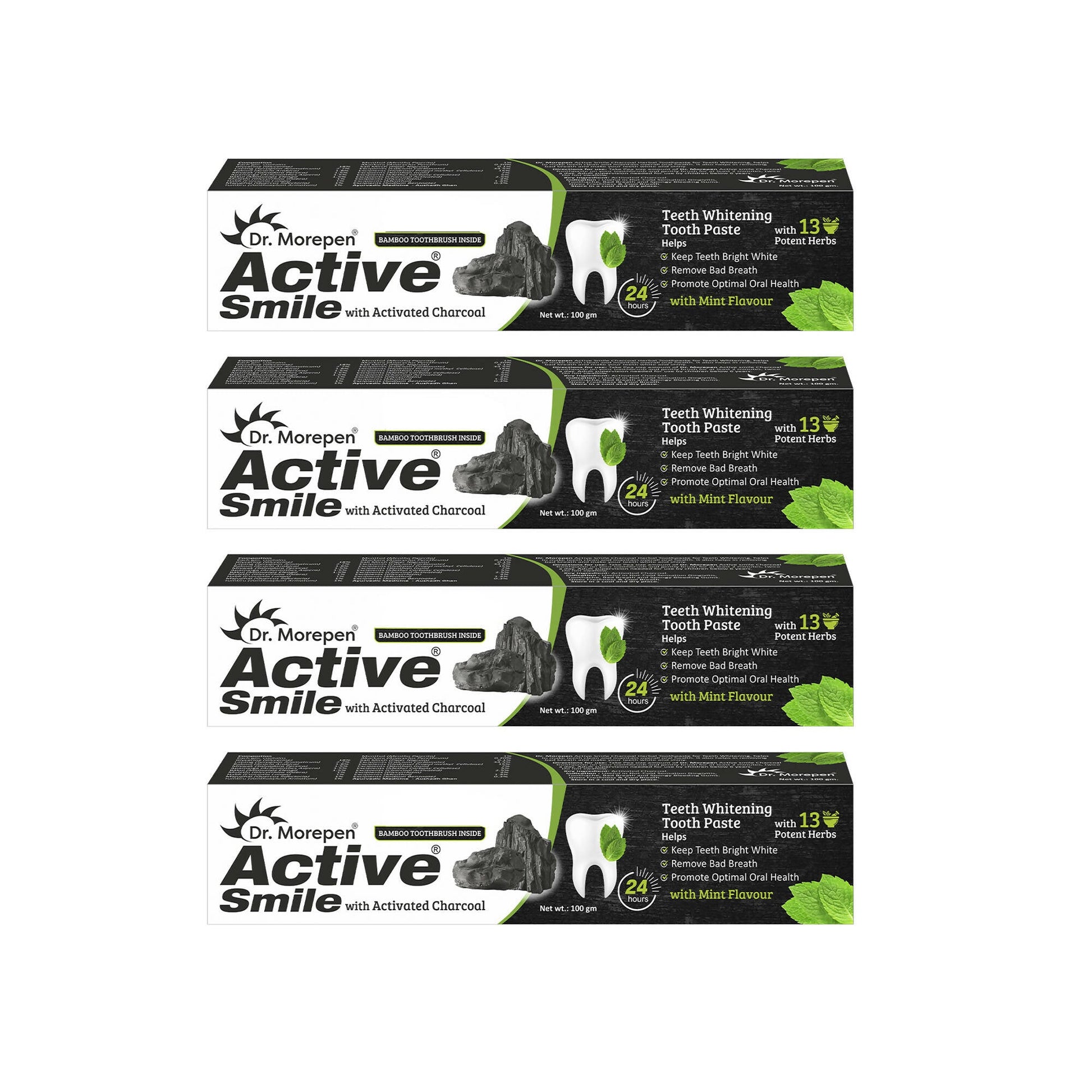 Dr. Morepen Active Smile Charcoal Toothpaste for Teeth Whitening & Bad Breath Removal - Swadesiicart