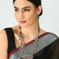 Mominos Fashion Johar Kamal Oxidised Silver-Plated Meenakari Multi Long Necklace Set For Women - Swadesiicart