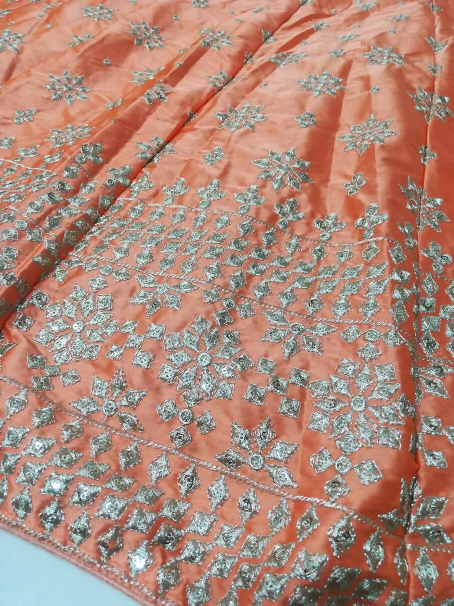 Jyoti Fashion Delightful Orange Sequins, Zari with Embroidered Devsena Silk Lehenga Choli with Dupatta | Swadesiicart