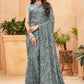 Aayaa Heavy Georgette Double Run Sequance Work Saree With Fitting Sequance Lace Border - Grey