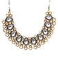 Dual Tone Kundan Neckpiece (silver) - Ruby Raang | Swadesiicart