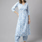 FIORRA Women's Blue Cotton A-Line Kurta Set - Swadesiicart