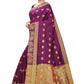 Vamika Banarasi Jacquard Weaving Wine Red Saree | Swadesiicart