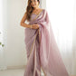 Teeya Creation Onion Pink Color Gold Crush Lace Border Ready to Wear Saree | Swadesiicart