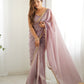 Teeya Creation Onion Pink Color Gold Crush Lace Border Ready to Wear Saree | Swadesiicart