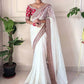Teeya Creation White Color Banarasi Crush Silk Heavy Lace Work Saere | Swadesiicart