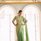 Teeya Creation Green Color Chinnon Silk Embroidery Work Ready To Wear Saree With Stitched blouse | Swadesiicart