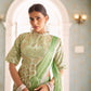 Teeya Creation Green Color Chinnon Silk Embroidery Work Ready To Wear Saree With Stitched blouse | Swadesiicart