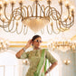 Teeya Creation Green Color Chinnon Silk Embroidery Work Ready To Wear Saree With Stitched blouse | Swadesiicart