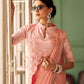 Teeya Creation Peach Color Chinnon Silk Embroidery Work Ready To Wear Saree With Stitched blouse | Swadesiicart
