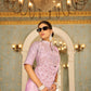Teeya Creation Pink Color Chinnon Silk Embroidery Work Ready To Wear Saree With Stitched blouse | Swadesiicart