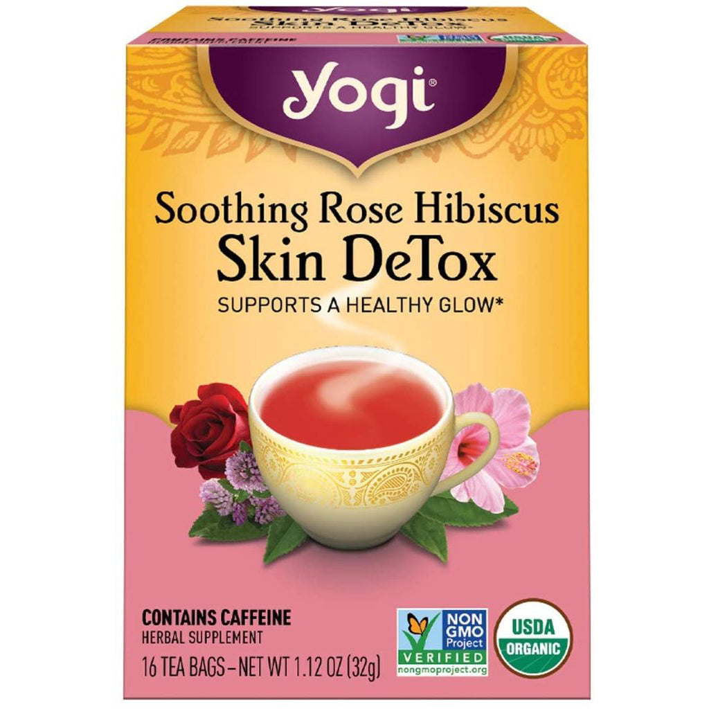Yogi Tea | Skin DeTox | Herbal Tea | 16 Tea Bags | Soothing Rose Hibiscus