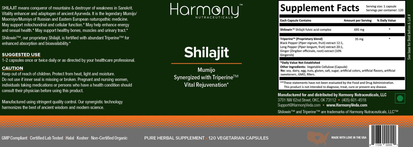 Shilajit  Capsules | 120 Vegetarian Capsules | Made in USA
