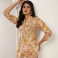 Jyoti Fashion Women's Beige Chanderi Silk Floral Print with Side Pocket Kurtis & Sets | Swadesiicart