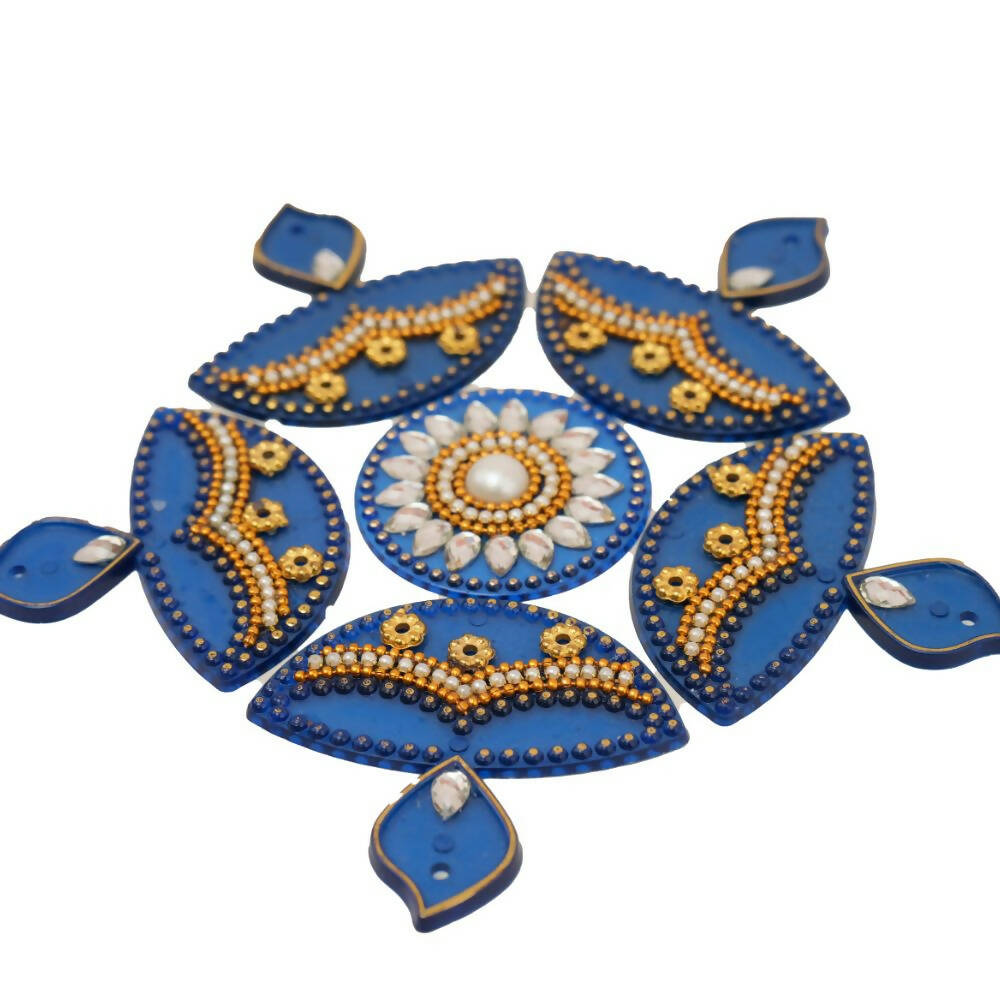 Kundan HandiKrafts Diya Rangoli Blue (Baby) - Swadesiicart