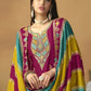 Chinnon Silk Pink Salwar Suit with Multicolor Dupatta - Emponline | Swadesiicart