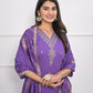 Purple Viscose Silk Embroidery with Thread and sequence Stitched Suit With Dupatta - Tanisha | Swadesiicart