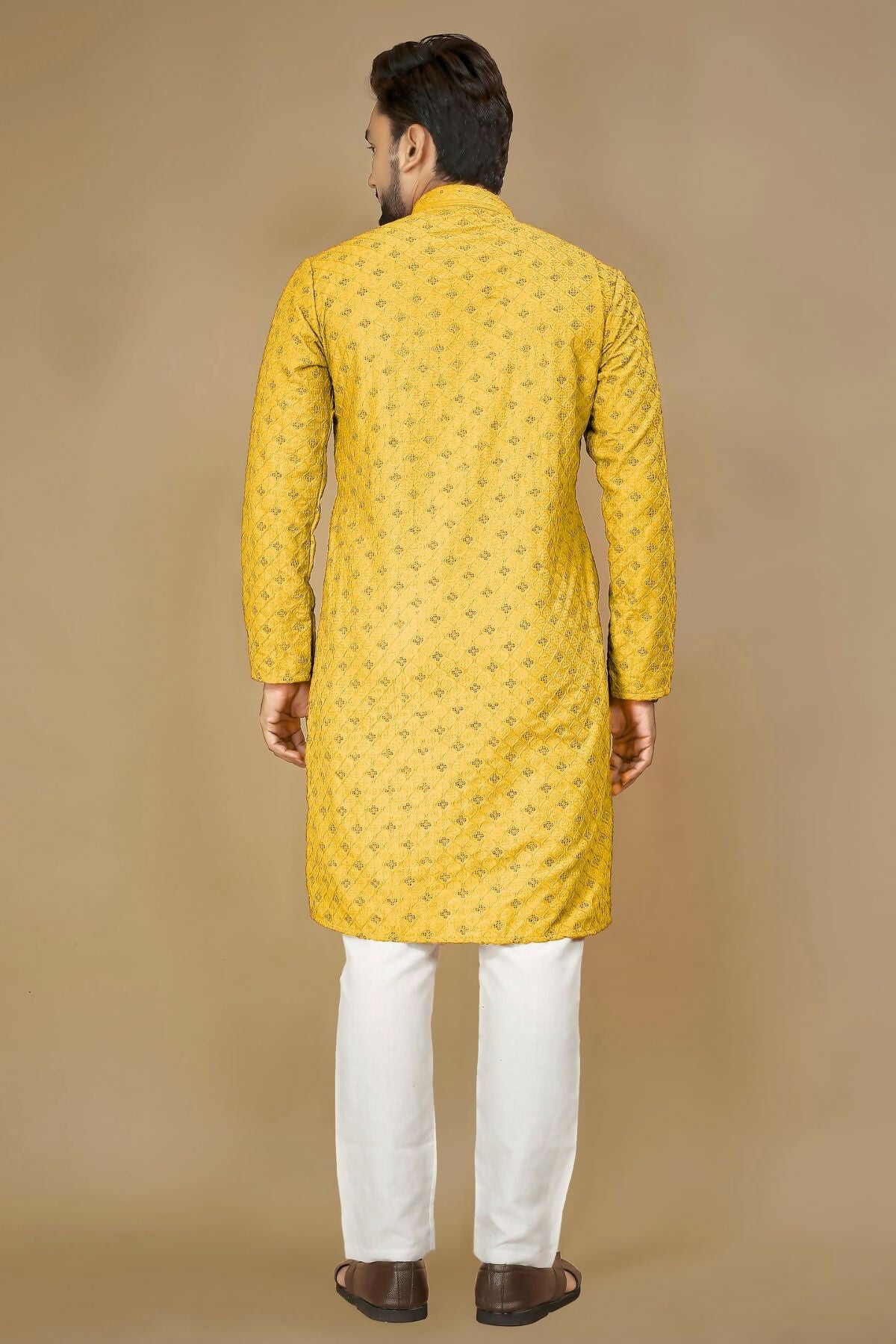 Anaita Yellow Embroidered Rayon Straight Kurta