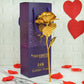 Tied Ribbons Gold-Polished Artificial Rose Flower With Box - Valentine's Day Gifts | Swadesiicart