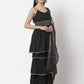 Myshka Women Black Rayon Solid Sleeveless Round Neck Kurta With Sharara & Dupatta Set | Swadesiicart