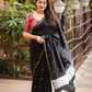 Black Chanderi Cotton Block Print Saree with Unstitched Blouse - Hiral Fashion | Swadesiicart