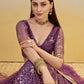 Aastha Fashion Dark Purple Butterfly Net Tone To Tone Thread Work, Sequence Work And Original Mirror Work Embroidery Wedding Wear Lehenga Choli