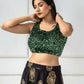 Amodini Designer Studio Women's Velvet Green Sleeveless Blouse