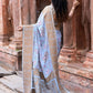 Joban Fashion Light Blue Crepe Chiffon Pure Handloom Banarasi Silk Saree | Swadesiicart