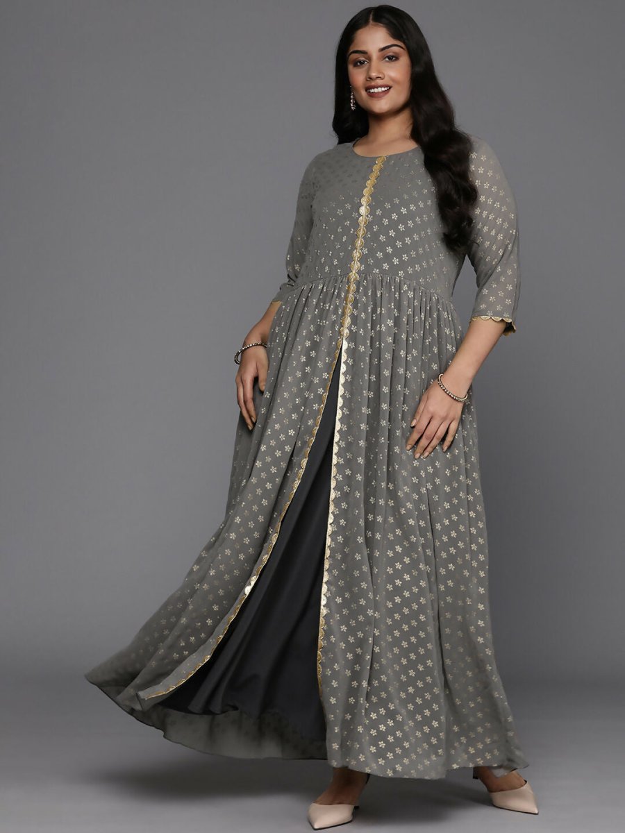 Ahalyaa Women's Traditional wear Ethnic Dress - Grey | Swadesiicart