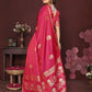 Joban Fashion Pink Floral Motifs Banarasi Silk Sarees | Swadesiicart