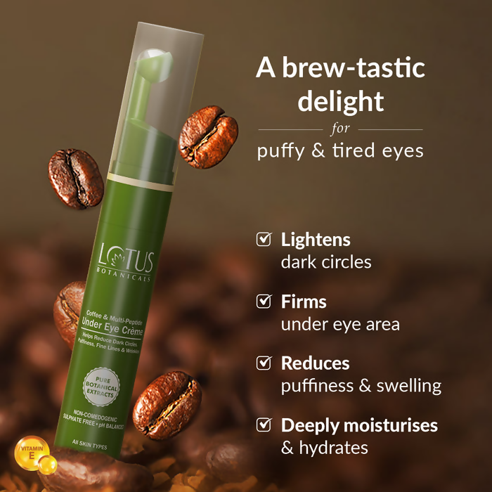 Lotus Botanicals Coffee and Multi-Peptide Under Eye Creme with Vitamin E | Swadesiicart