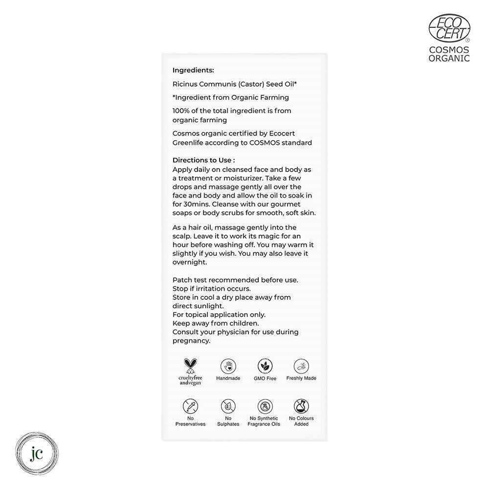 Juicy Chemistry Pure & Organic Castor Cold Pressed Carrier Oil - Swadesiicart