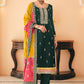 Dazzling Green Embroidered Chinnon Palazzo Salwar Kurta - Emponline | Swadesiicart