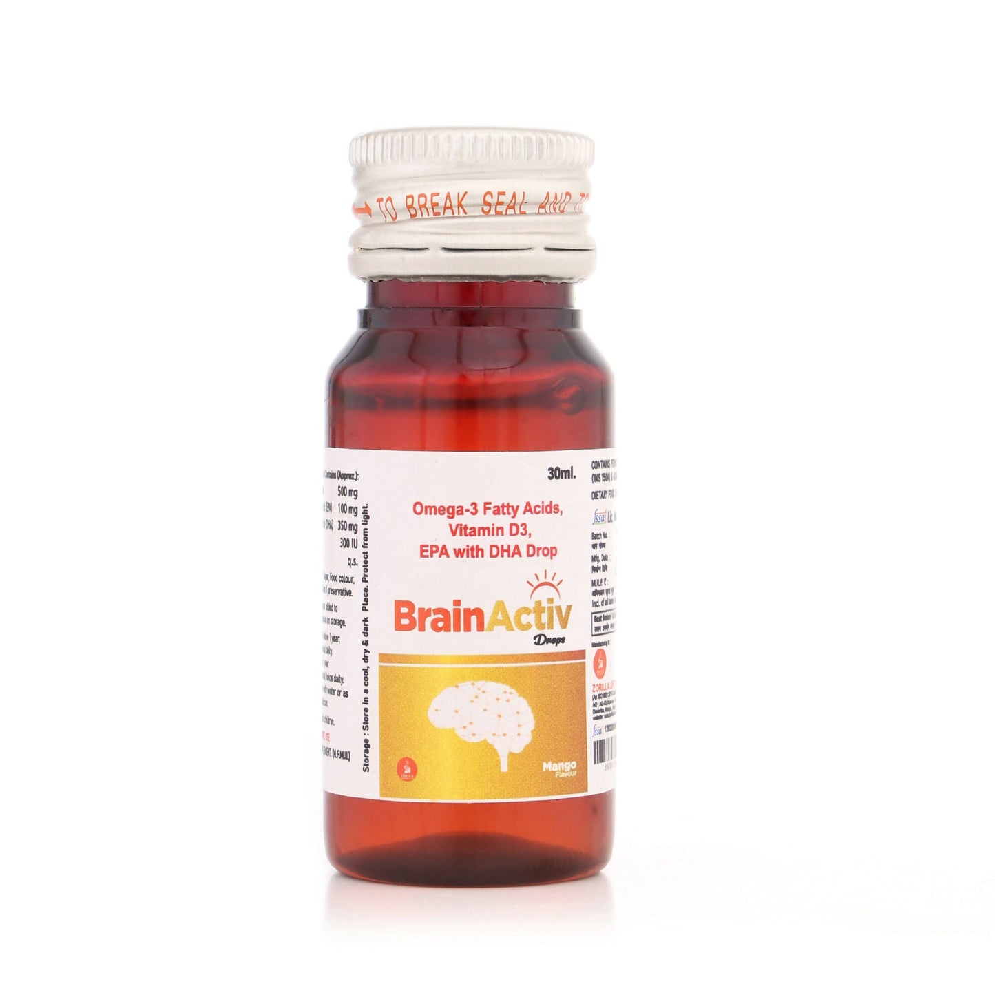Zorilla Life Science BrainActiv Drop Omega-3 Fatty Acids, Vitamin D3, EPA with DHA | Swadesiicart