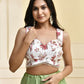 Amodini Designer Studio Floral White Sequined Blouse Sleeveless Padded Blouse