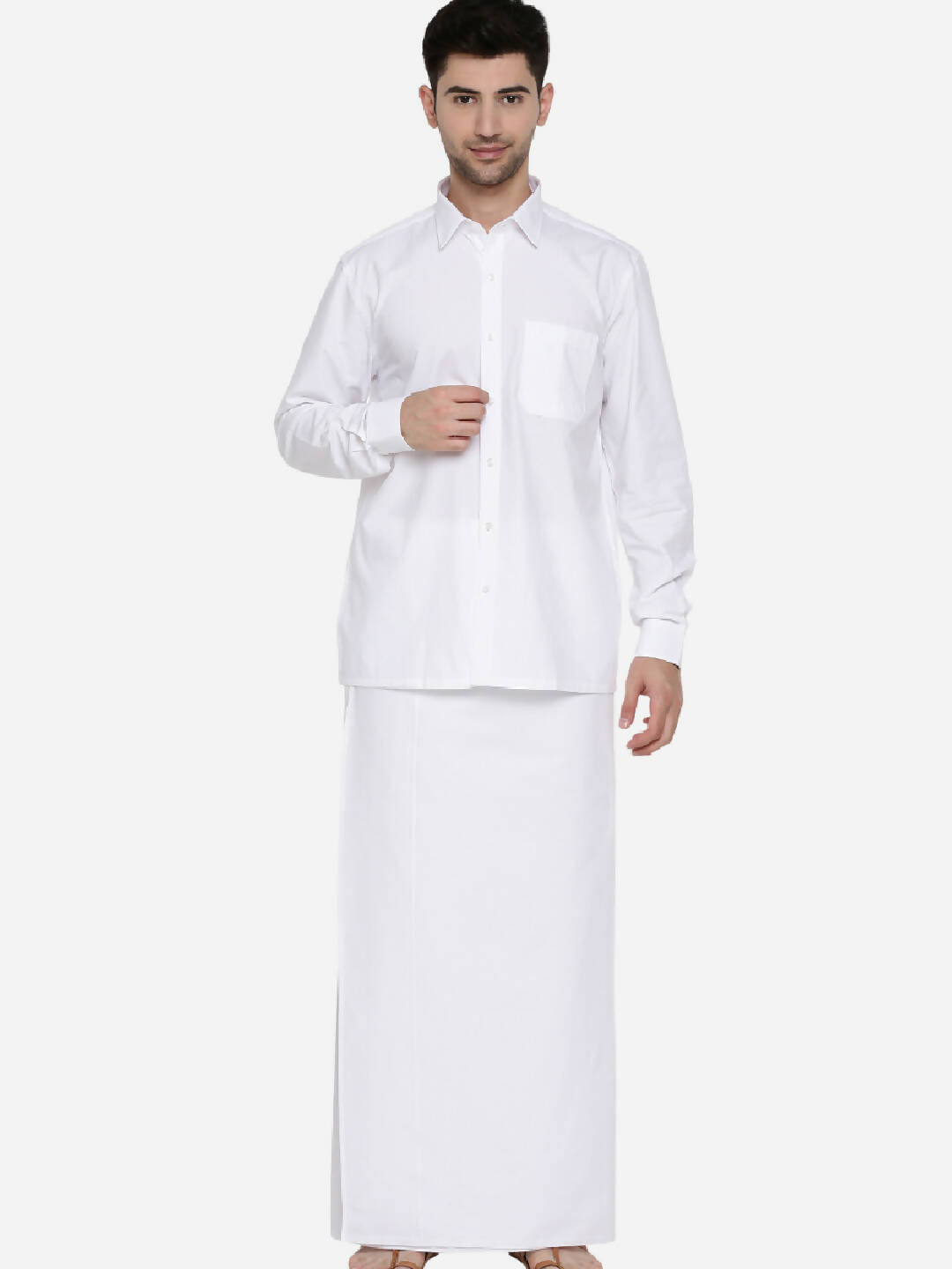 Ramraj Cotton Mens Full Sleeve Formal Poly Cotton White Shirt | Swadesiicart