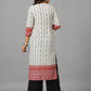 Juniper Women's White Ethnic Motif Printed Rayon Slub Kurta With Beads & Sequins - Swadesiicart