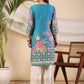Juniper Women's Blue Rayon Floral Printed Straight Kurta - Swadesiicart